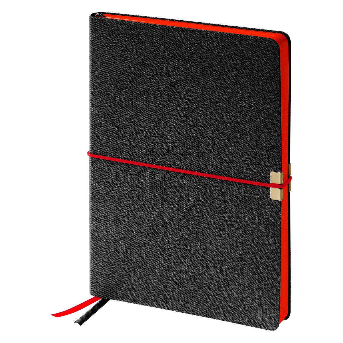 Ежедневник недатированный, А5, 136л., кожзам, Berlingo "Casual", с резинкой, черный, красный срез