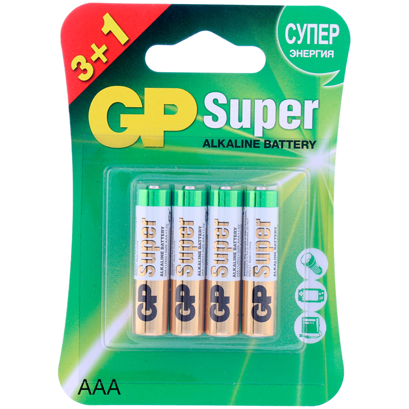    GP Super AAA (LR03) 24A , BC4 ( 3+1) (GP 24A3/1-2CR4)