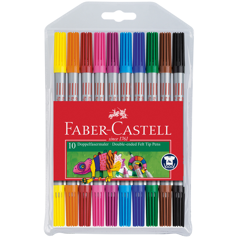 купить Фломастеры двусторонние Faber-Castell, 10цв., 10шт., смываемые, пластик.уп., европодвес в Тамбове