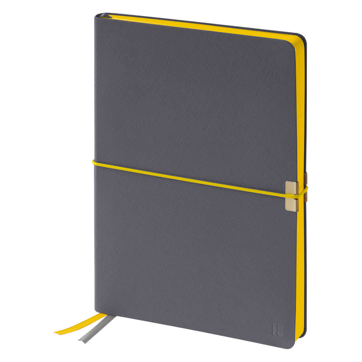 Ежедневник недатированный, А5, 136л., кожзам, Berlingo "Casual", с резинкой, серый, желтый срез