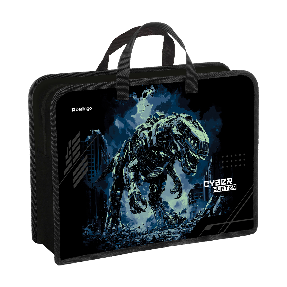 Папка с ручками 1 отделение, А4 Berlingo "Cyber hunter", 340*245*100мм, пластик, на молнии