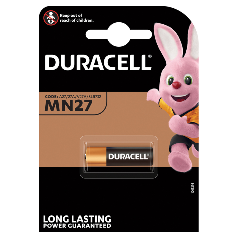 Батарейка Duracell MN27 (27A) 12V алкалиновая, 1BL