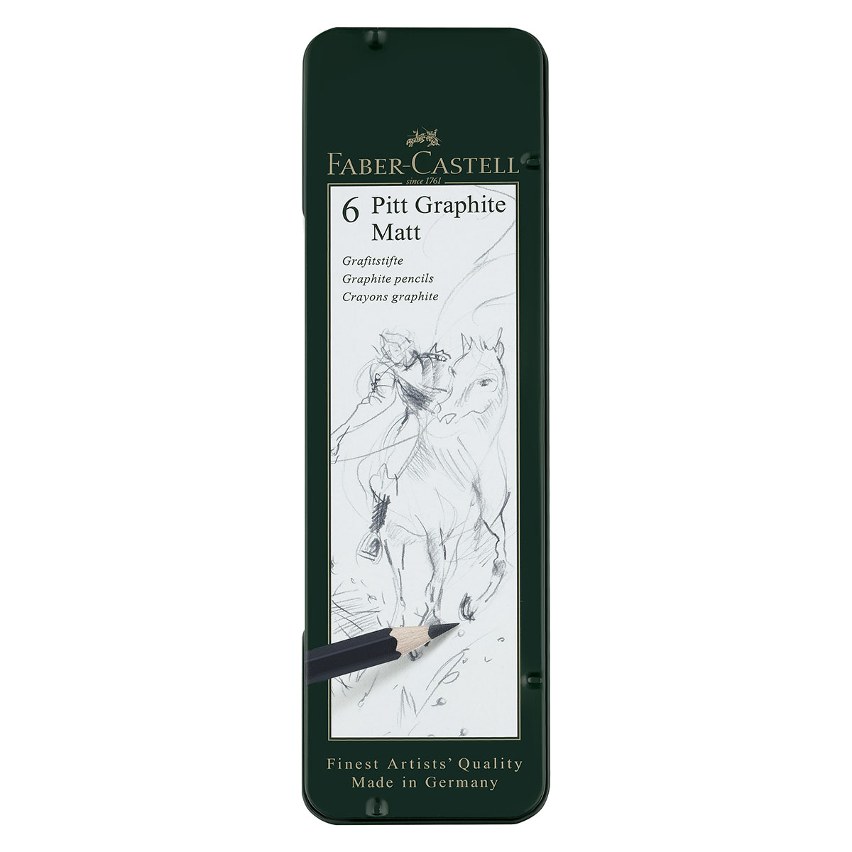 Набор карандашей ч/г матовых Faber-Castell "Pitt Graphite Matt" 2B, 4B, 6B, 8B, 10B, 12B, заточ., метал.кор