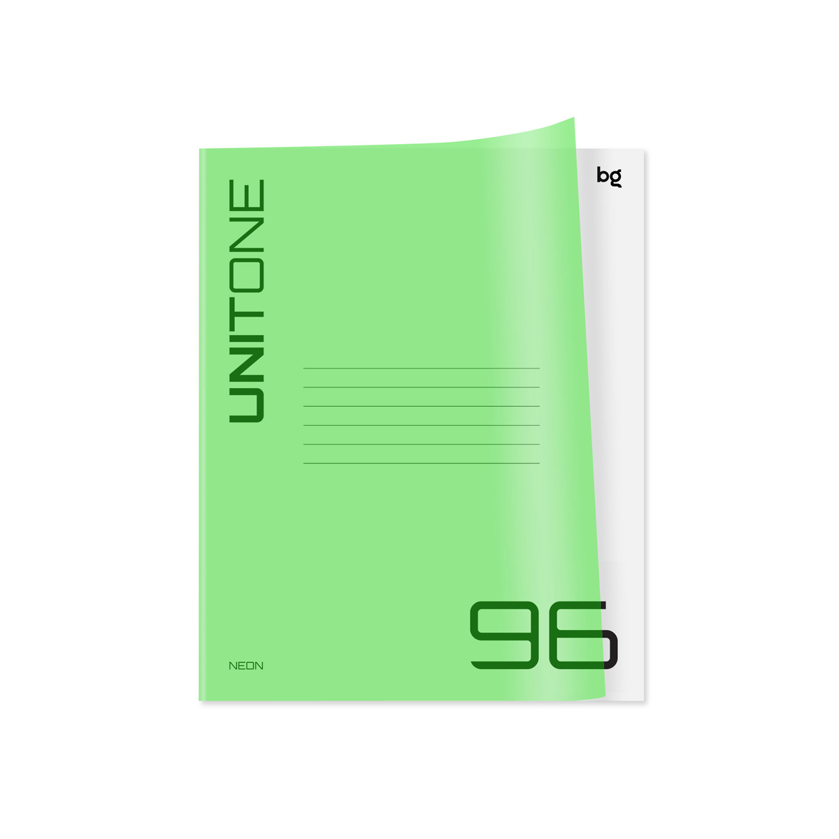 Тетрадь 96л. клетка BG "UniTone. Neon", пластиковая обложка, неон салатовый Тетрадь 96л. клетка BG "UniTone. Neon", пластиковая обложка, неон салатовый