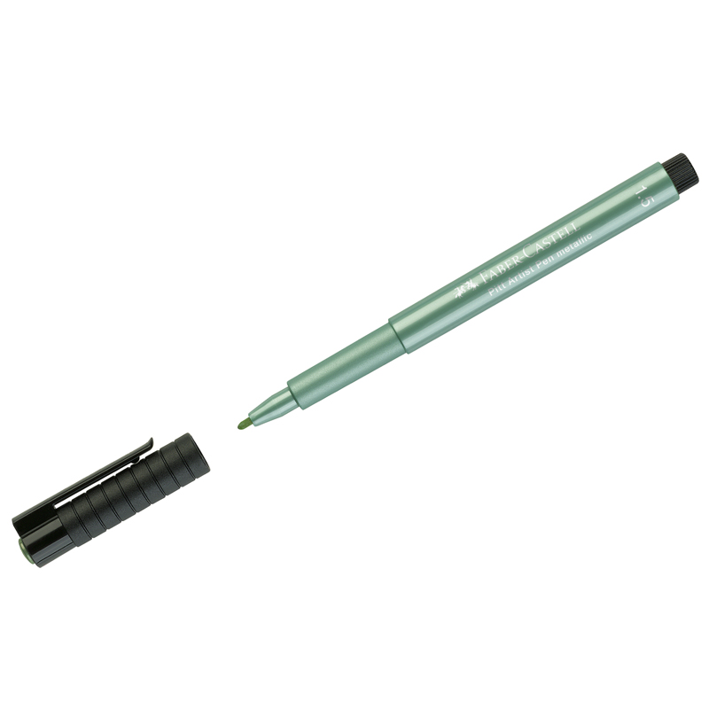 Ручка капиллярная Faber-Castell "Pitt Artist Pen Metallic" зеленый металлик, 1,5мм