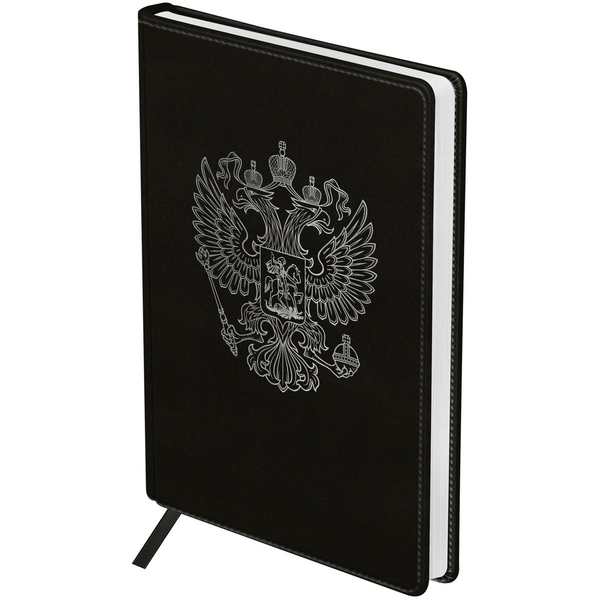 Ежедневник недатированный, А5, 160л., твердый переплет, кожзам, BG "Орел", черный Ежедневник недатированный, А5, 160л., твердый переплет, кожзам, BG "Орел", черный