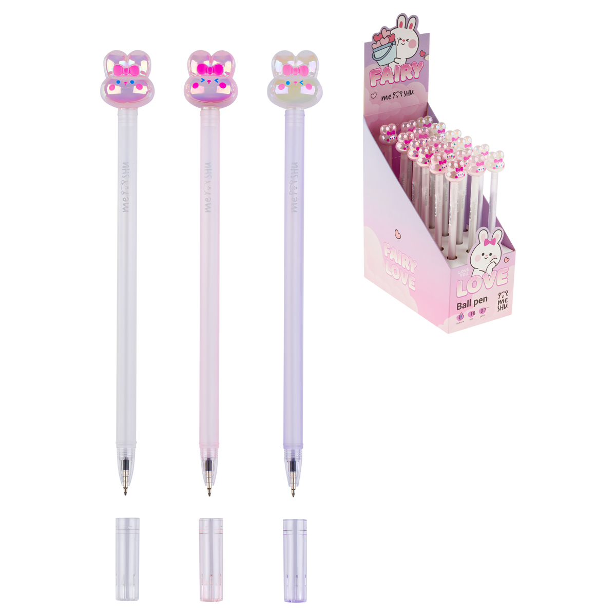 Ручка шариковая MESHU "Magic Bunny" синяя, 0,7мм, корпус ассорти