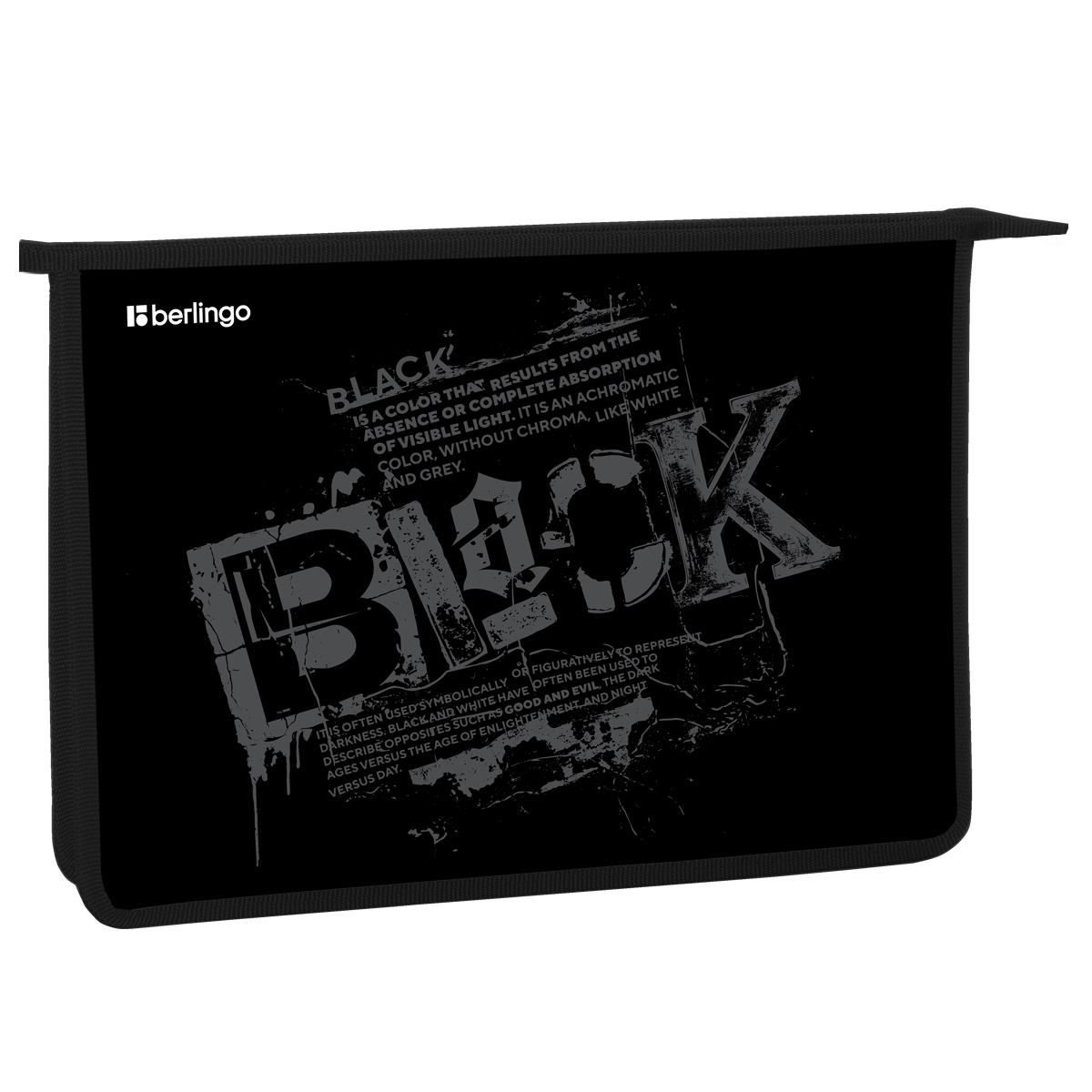 Папка для тетрадей 1 отделение, А4 Berlingo "Black", 340*245*40 мм, пластик, на молнии