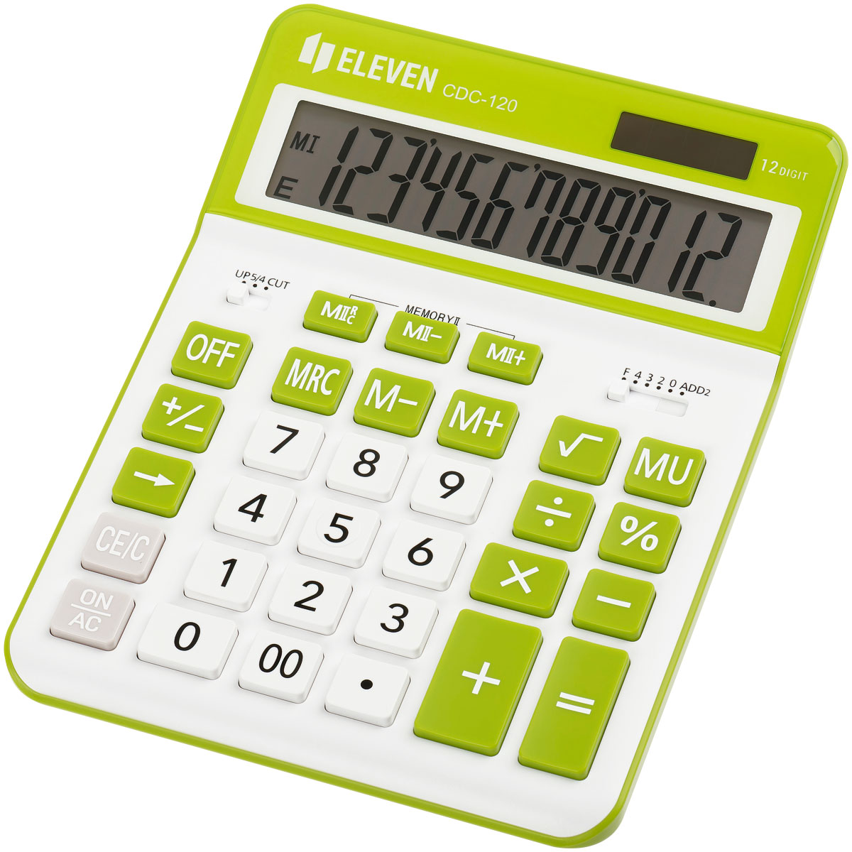 Калькулятор настольный Eleven CDC-120-WH/GN, 12 разрядов, двойное питание, 155*206*38мм, белый/салатовый