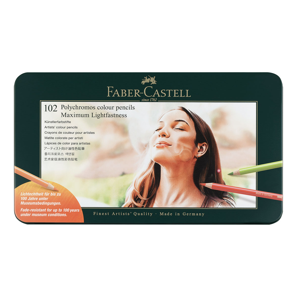 Карандаши цветные художественные Faber-Castell "Polychromos", 102цв., заточен., метал. коробка