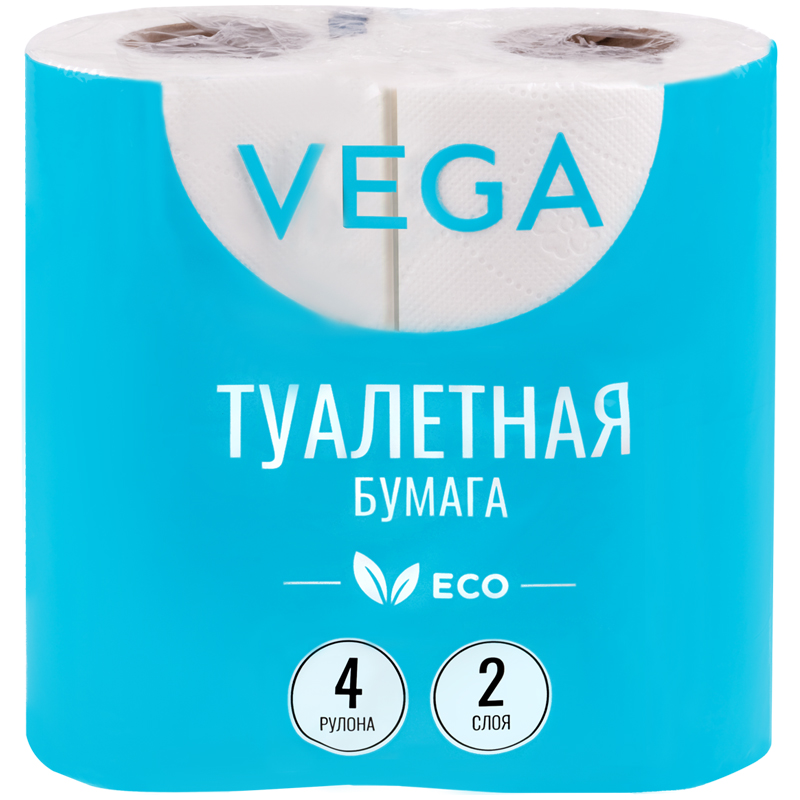 купить Бумага туалетная Vega 2-слойная, 4шт., эко, 15м, тиснение, белая в Тамбове