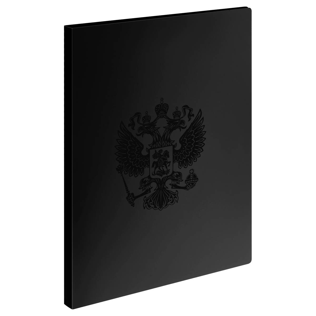 Папка c пружинным скоросшивателем СТАММ "Герб" А4, 17мм, 700мкм, пластик, черный