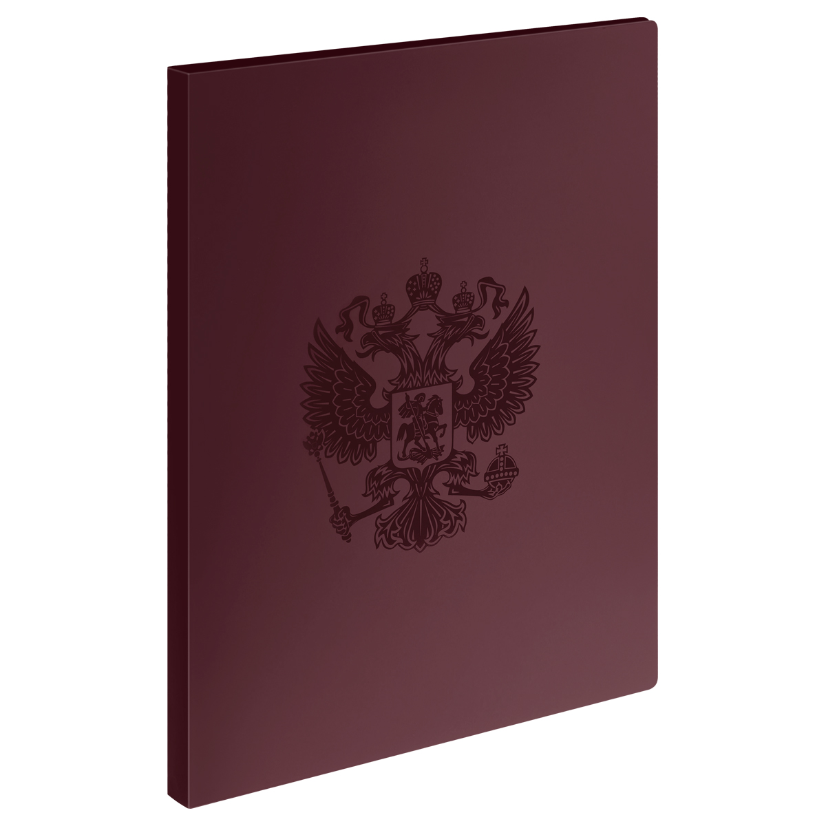Папка на 4 кольцах СТАММ "Герб" А4, 40мм, 700мкм, пластик, гранат