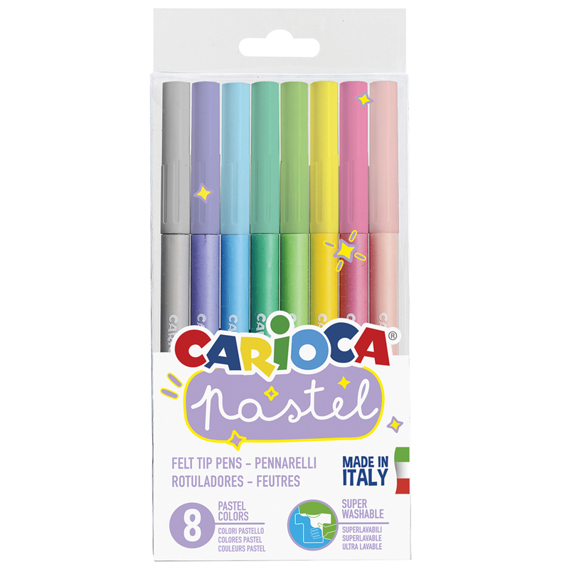 купить Фломастеры Carioca "Pastel", 08цв., смываемые, ПВХ, европодвес в Тамбове