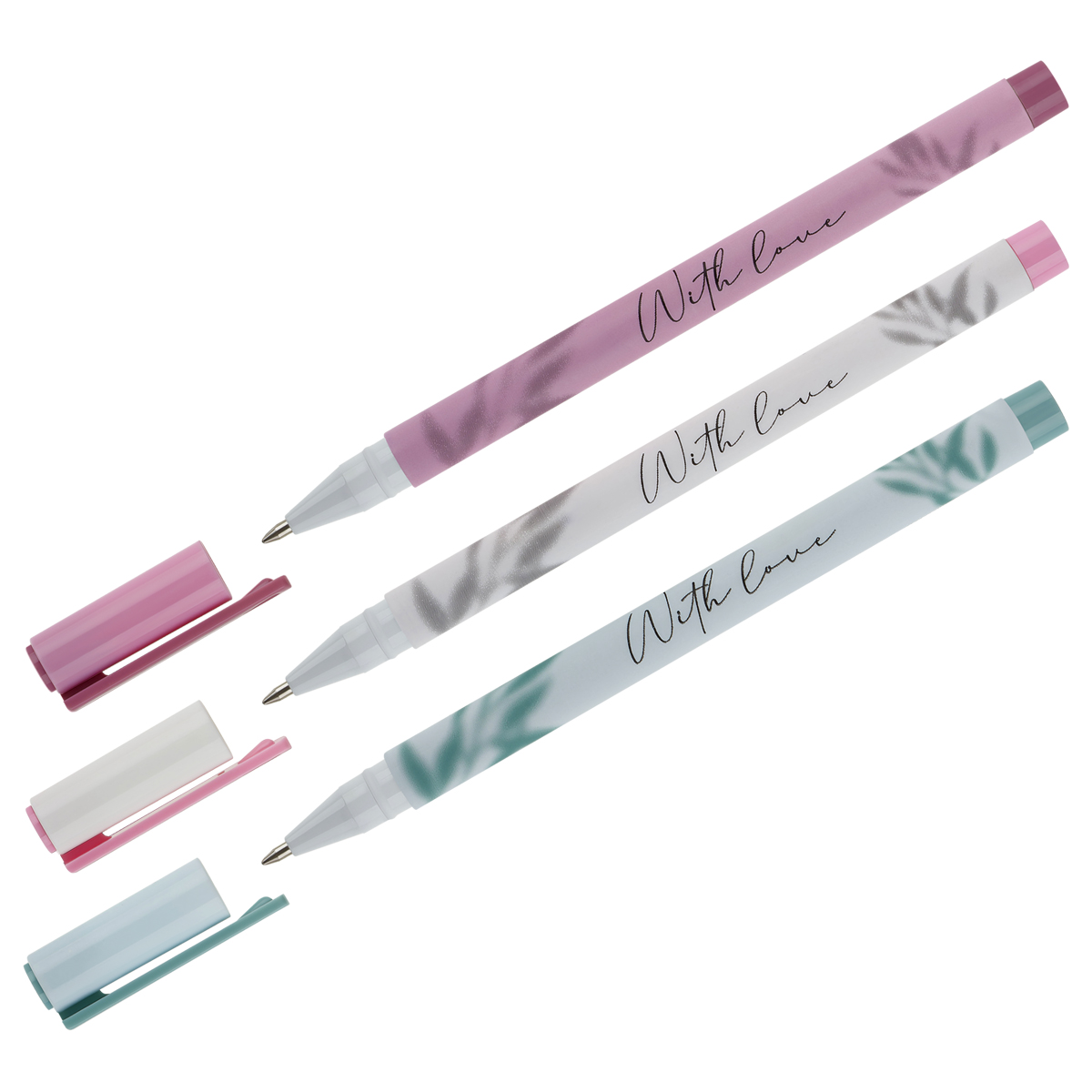 Ручка шариковая MESHU "Grace twigs" синяя, 0,5мм, корпус ассорти