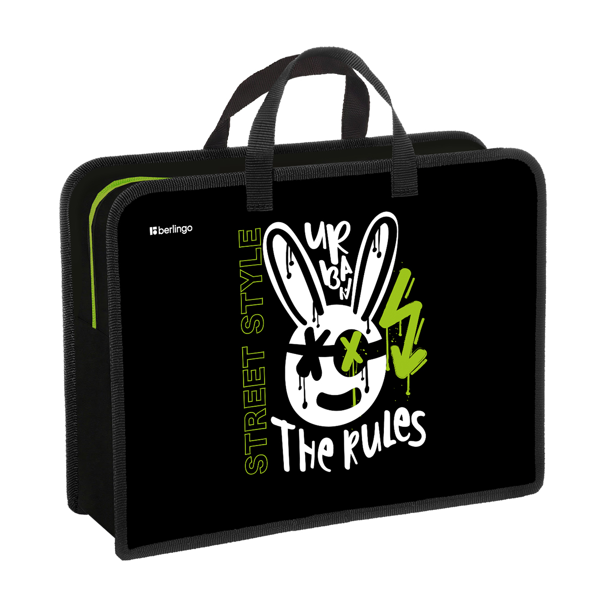 Папка с ручками 1 отделение, А4 Berlingo "Street Style", 340*245*100мм, пластик, на молнии