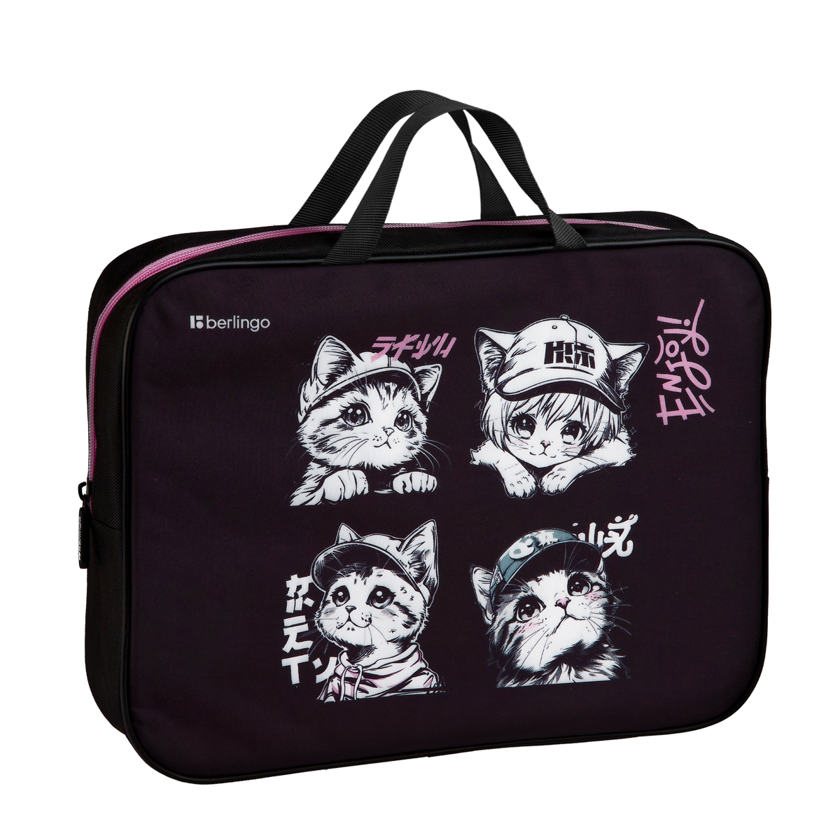 Папка текстильная с ручками 1 отделение, А4 Berlingo "Little Paws", 350*265*75мм, текстиль, на молнии