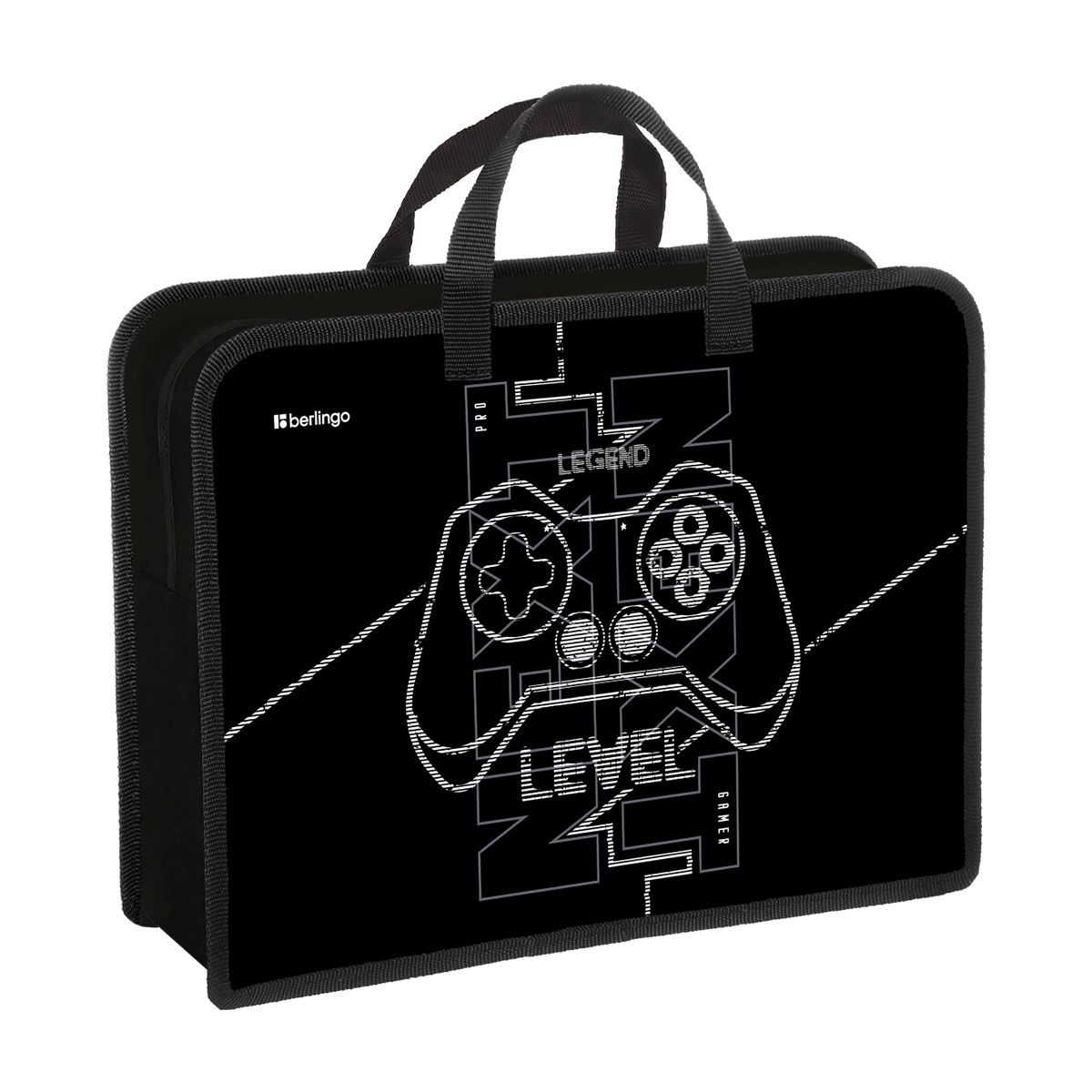 Папка с ручками 1 отделение, А4 Berlingo "Stream rider", 340*245*100мм, пластик, на молнии