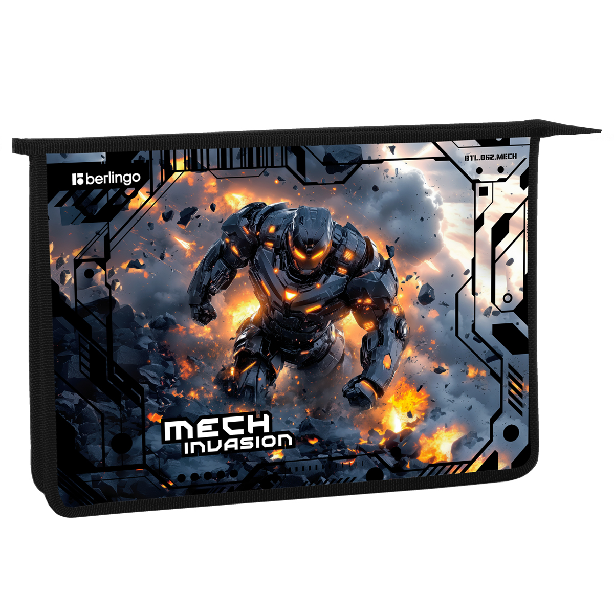 Папка для тетрадей 1 отделение, А4 Berlingo "Mech Invasion", 340*245*40 мм, пластик, на молнии