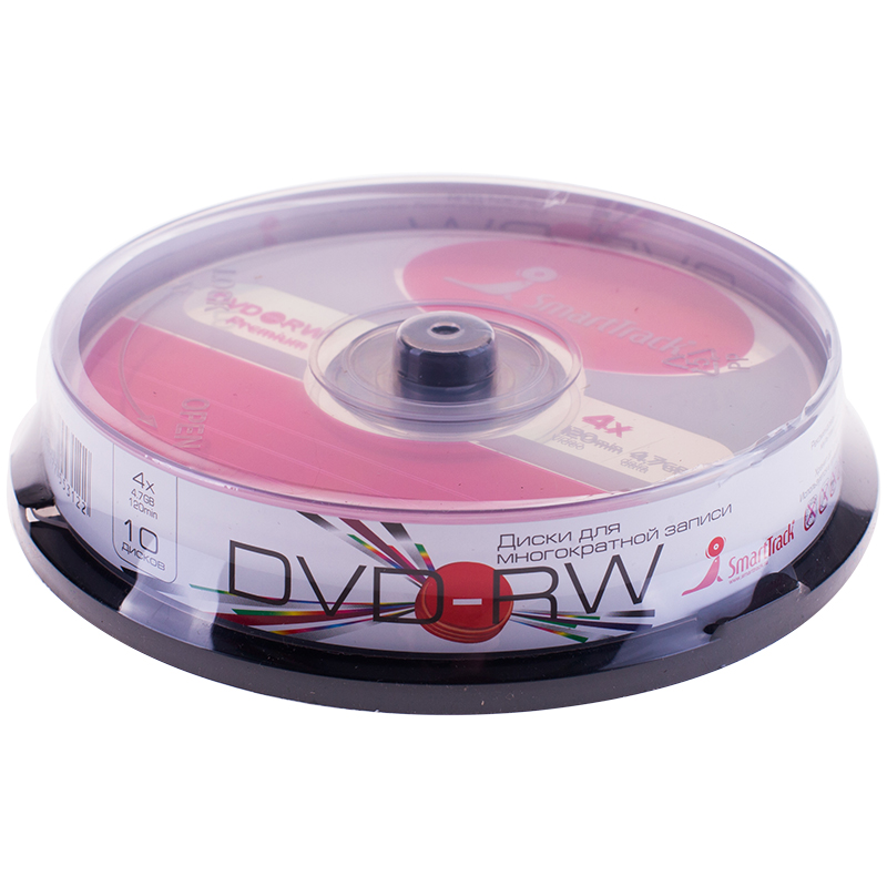 Диск DVD-RW 4.7Gb Smart Track 4x Cake Box (10шт)