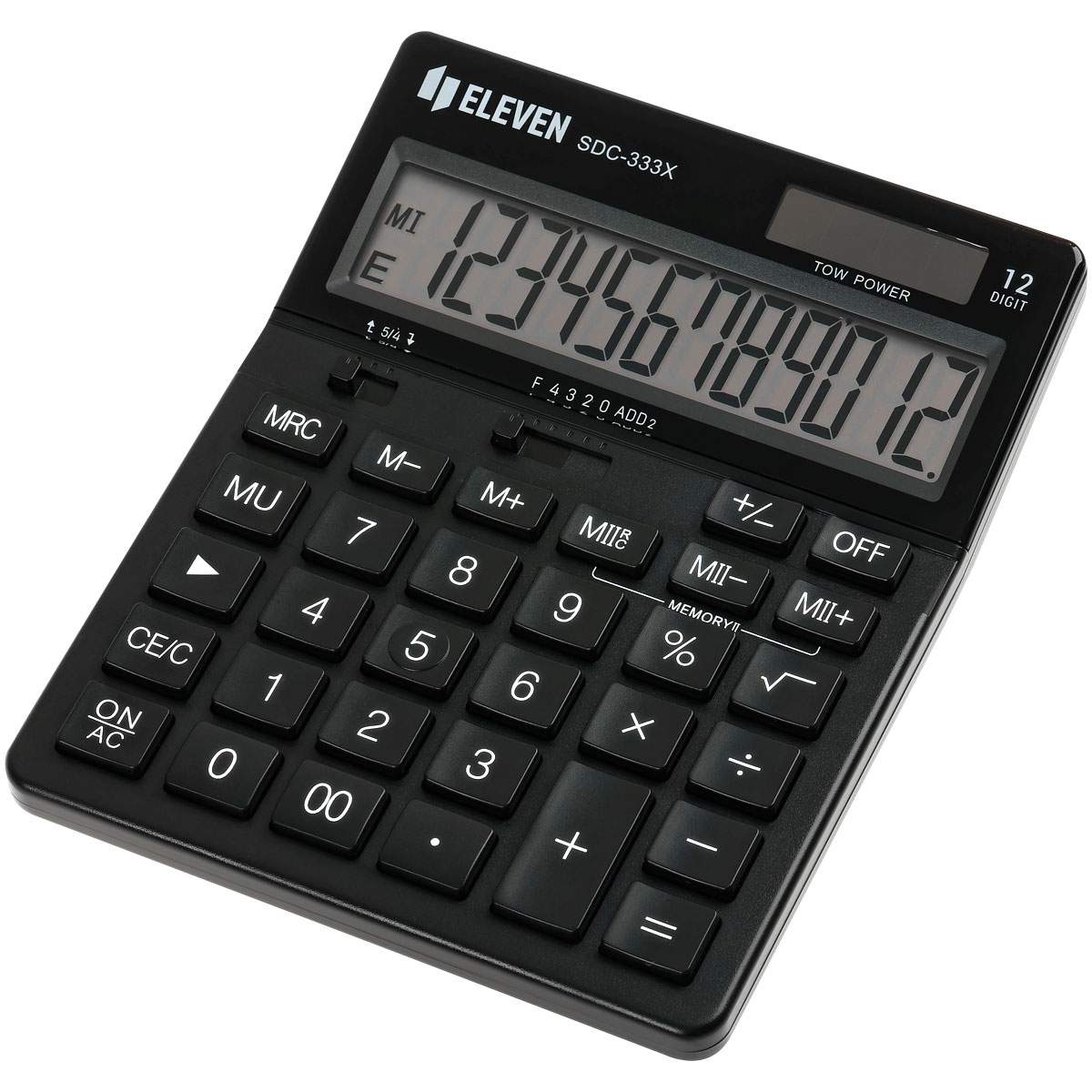 Калькулятор настольный Eleven SDC-333X-BK, 12 разрядов, двойное питание, 125*155*31мм, черный