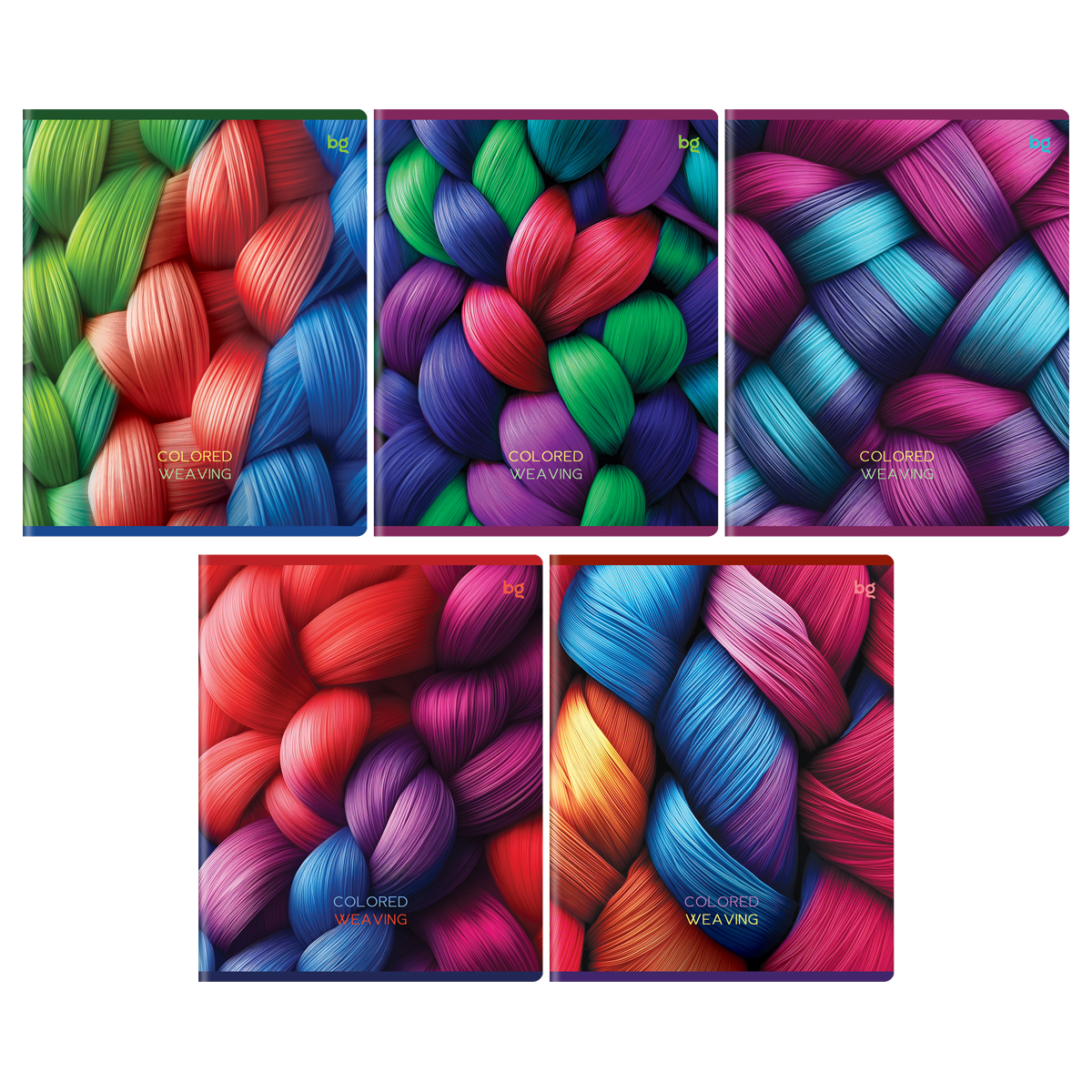 Тетрадь 96л., А5, клетка BG "Цветное плетение", выб.лак Тетрадь 96л., А5, клетка BG "Цветное плетение", выб.лак