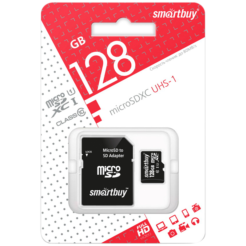     SmartBuy MicroSDXC 128GB UHS-1, Class 10,   90/ (  SD) (SB128GBSDCL10-01)