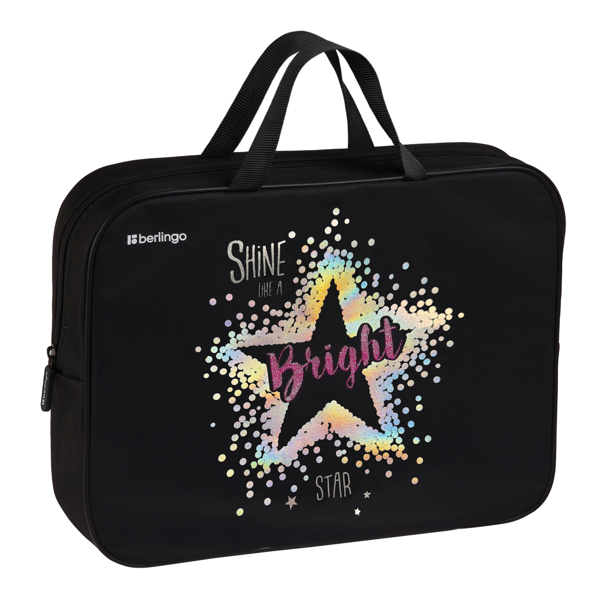 Папка текстильная с ручками 1 отделение, А4 Berlingo "Bright star", 350*265*75мм, текстиль, на молнии