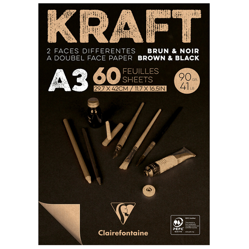    -  60., 3, Clairefontaine  Kraft ,  , ,/, 90/2 (975819C)