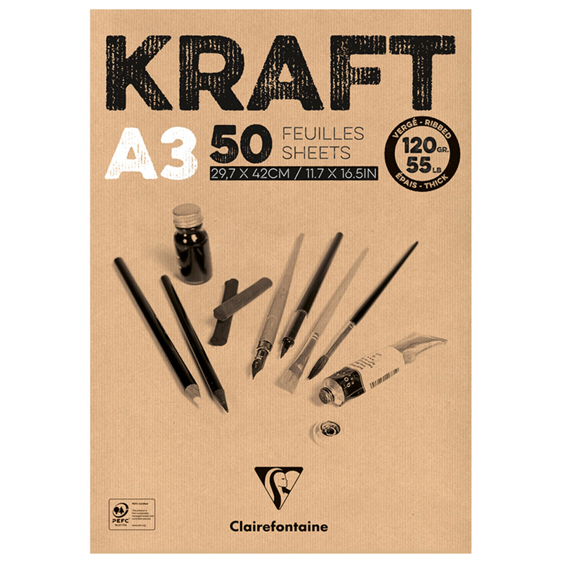    -  50., 3 Clairefontaine  Kraft ,  , , , 120/2 (975816C)