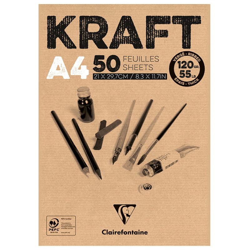    -  50., 4 Clairefontaine  Kraft ,  , 1, , 120/2 (975815C)