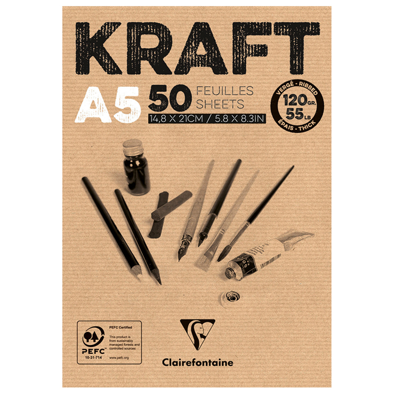    -  50., 5 Clairefontaine  Kraft ,  , , , 120/2 (975814C)