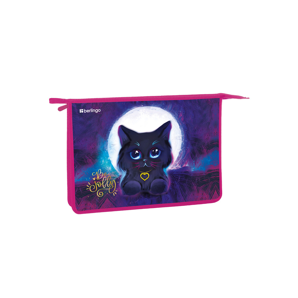Папка для тетрадей 1 отделение, А4 Berlingo "Jolly kitty", 340*245*40мм, пластик, на молнии