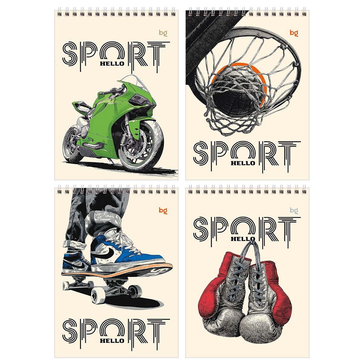 Блокнот А5 40л. на гребне BG "Hello sport" Блокнот А5 40л. на гребне BG "Hello sport"