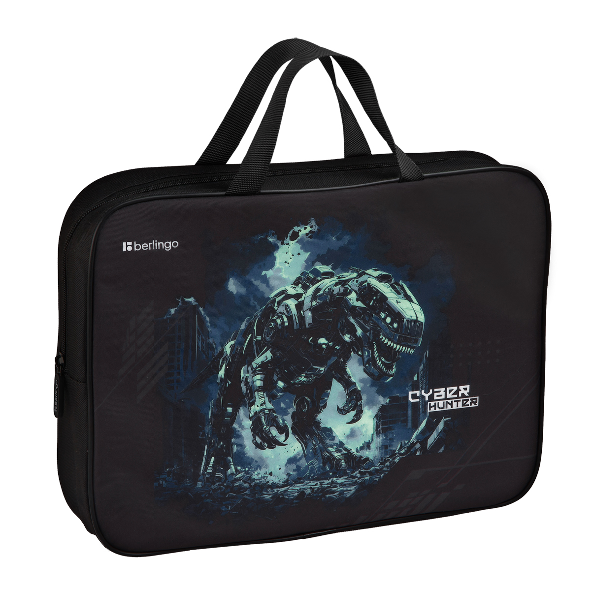 Папка текстильная с ручками 1 отделение, А4 Berlingo "Cyber hunter", 350*265*75мм, текстиль, на молнии