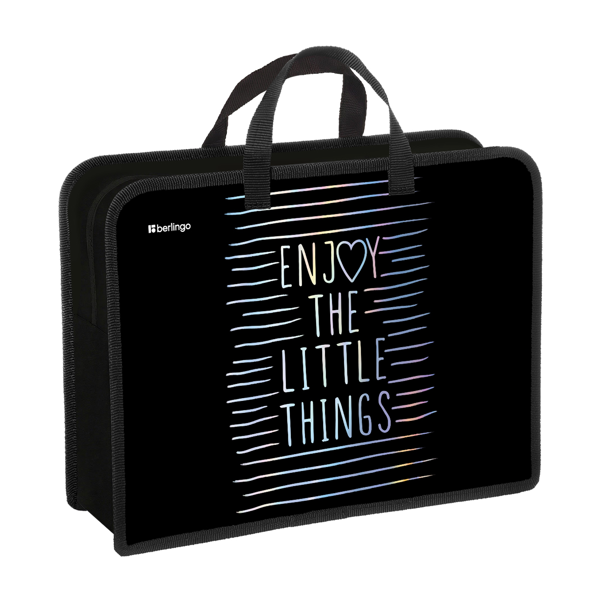 Папка с ручками 1 отделение, А4 Berlingo "Enjoy the little things", 340*245*100мм, пластик, на молнии