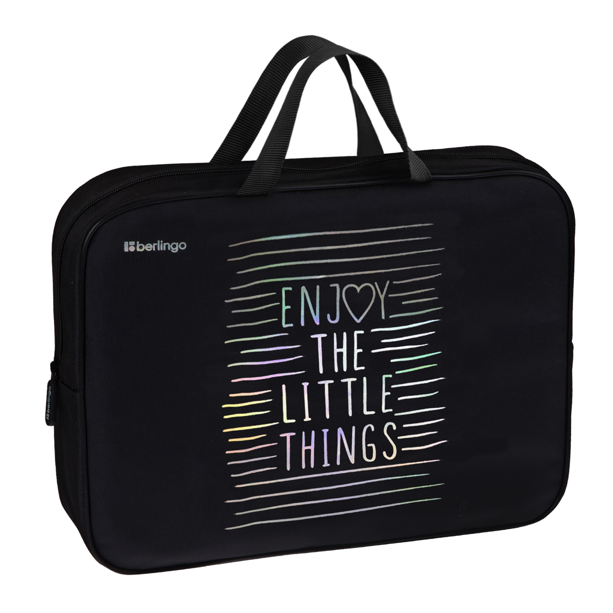 Папка текстильная с ручками 1 отделение, А4 Berlingo "Enjoy the little things", 350*265*75мм, текстиль, на молнии