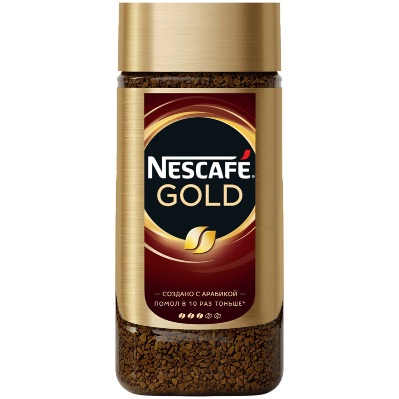 Кофе растворимый Nescafe "Gold", сублимированный, с молотым, тонкий помол, стеклянная банка, 190г