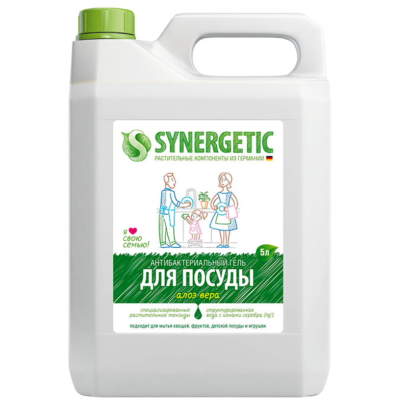 купить Средство для мытья посуды, фруктов, игрушек Synergetic "Алоэ", антибакт., концентрат, канистра, 5л в Тамбове