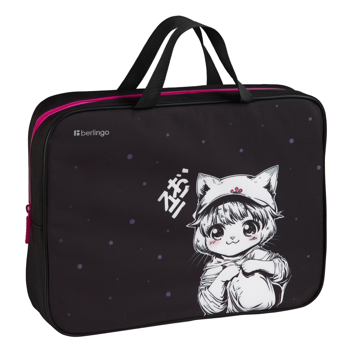 Папка текстильная с ручками 1 отделение, А4 Berlingo "Kawaii Dream", 350*265*75мм, текстиль, на молнии
