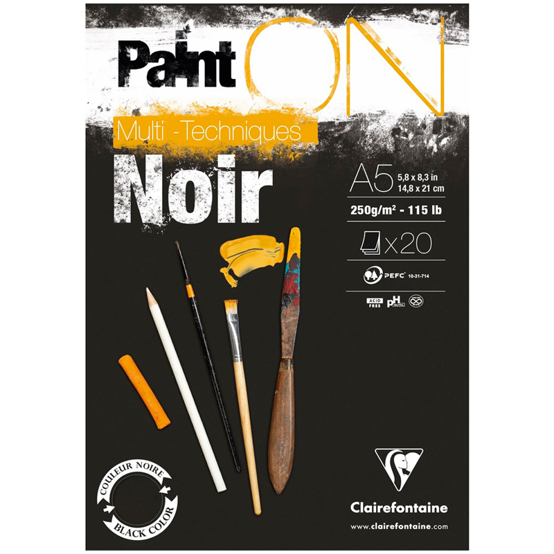    -     20., 5 Clairefontaine  Paint ON Noir ,  , , 250/2 (975168C)