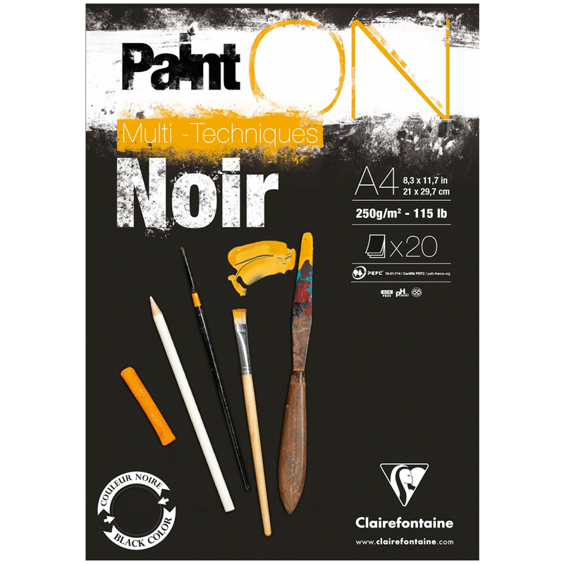    -     20., 4 Clairefontaine  Paint ON Noir ,  , , 250/2 (975169C)