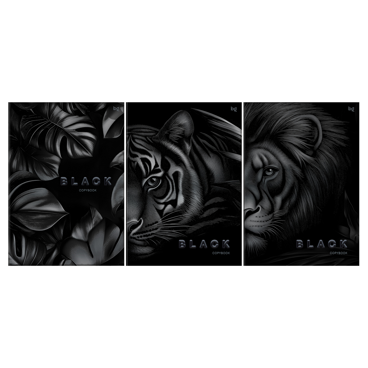 Тетрадь 96л., А4, клетка BG "Just black", soft-touch ламинация, выб. лак