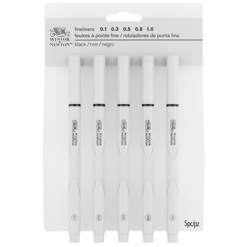 Набор линеров Winsor&Newton, черный, 5шт., 0,1/0,3/0,5/0,8/1мм, пластик.европодвес