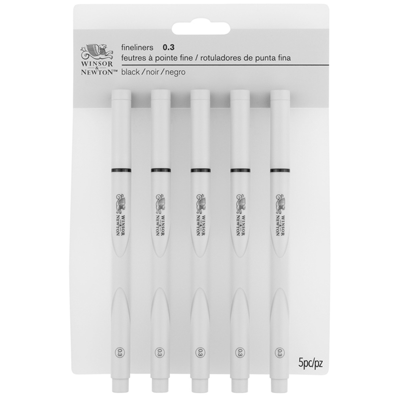 Набор линеров Winsor&Newton, черный, 5шт., 0,3мм, пластик