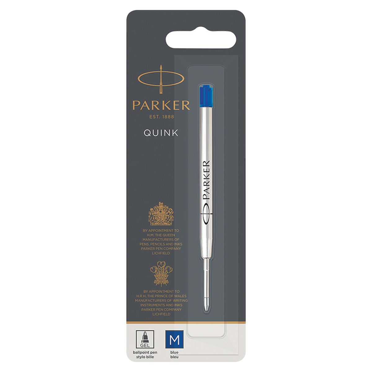 Стержень шариковый объемный Parker "QuinkFlow Ball Point" синий, 98мм, 1,0мм, метал. корпус, блистер