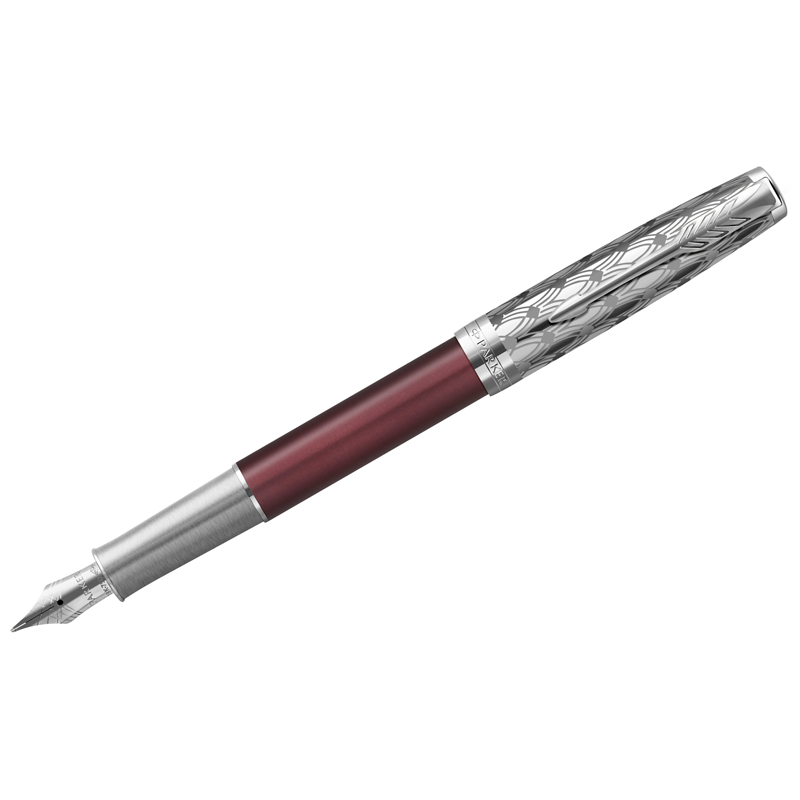 Ручка перьевая Parker "Sonnet Metal & Red Lacquer CT" черная, 0,8мм, подарочная упаковка