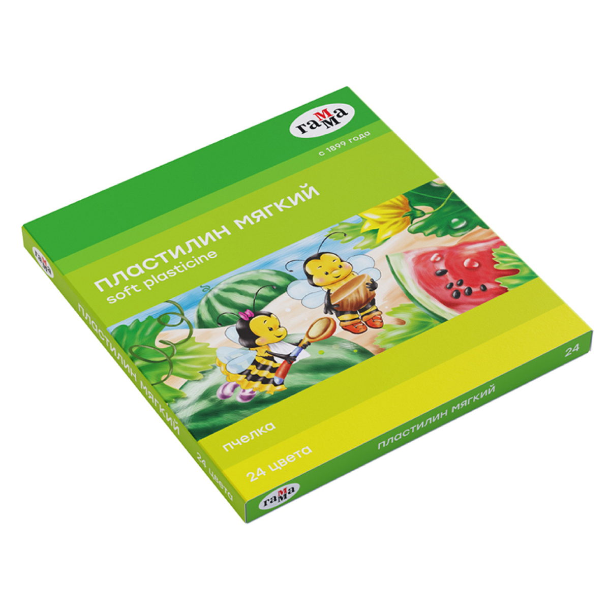 Пластилин восковой мягкий Гамма "Пчелка", 24 цвета, 360г, со стеком, картон. упаковка