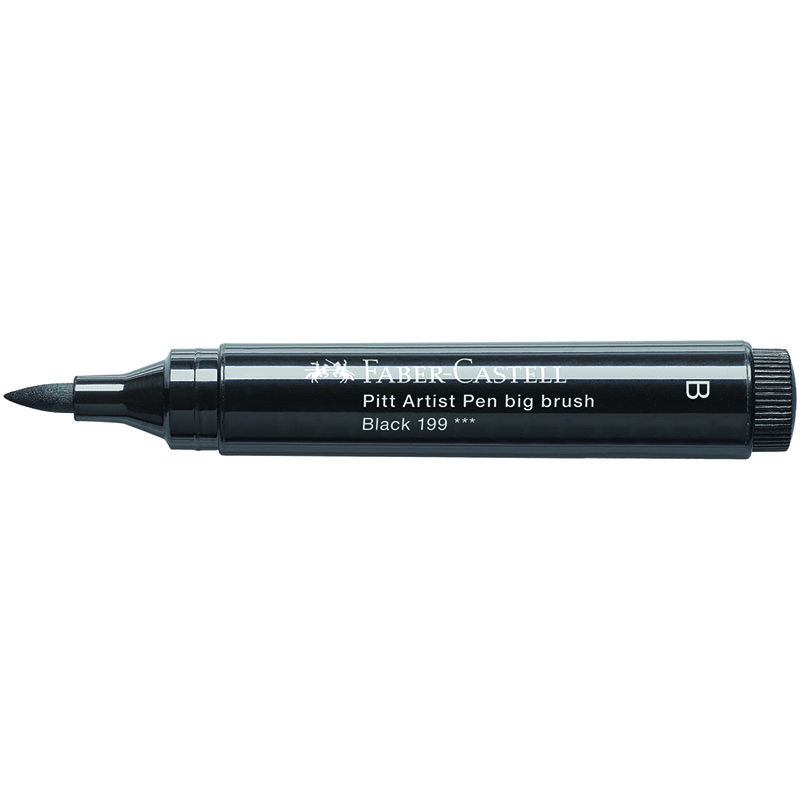 Ручка капиллярная Faber-Castell "Pitt Artist Pen Big Brush" цвет 199 черный, 3мм, пишущий узел "кисть"